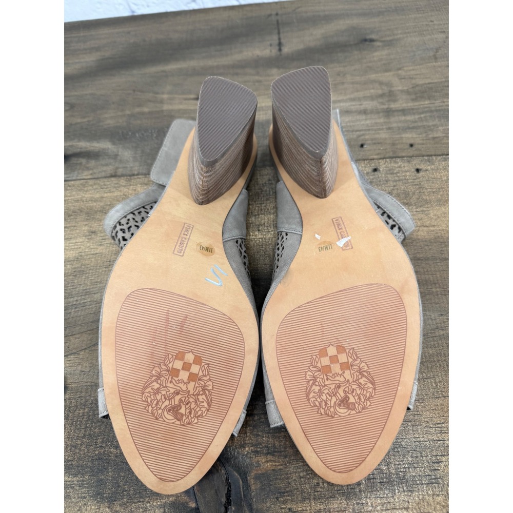 Vince Camuto Womens Dastana Tan Leather Laser Cut Ankle Strap Heeled Booties 11 - Picture 11 of 11